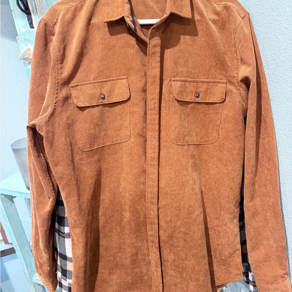Brown Corduroy Button-Up Shirt